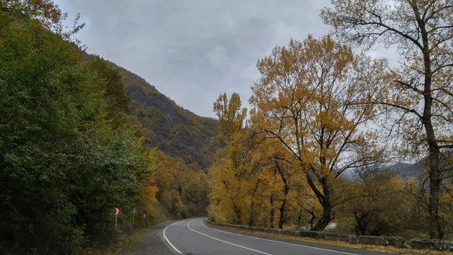 Mountain road in autumn in Georgia