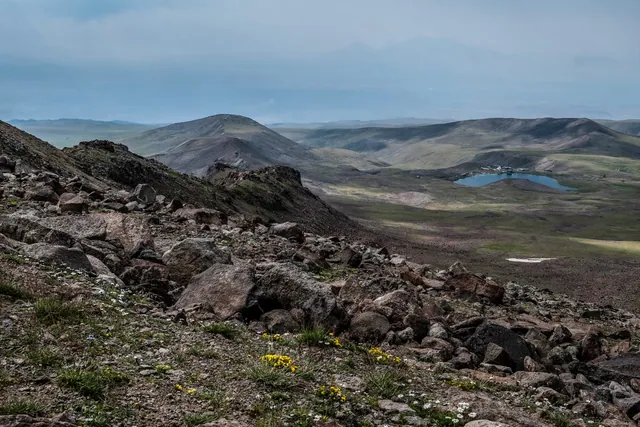 View from Aragats down to Lake Kari